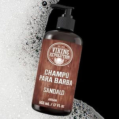 Viking Revolution Champú Para Barba Con Aceites De Argán Y Jojoba, Suaviza Y Fortalece, Aroma a Sándalo, Champú De 17 Onzas